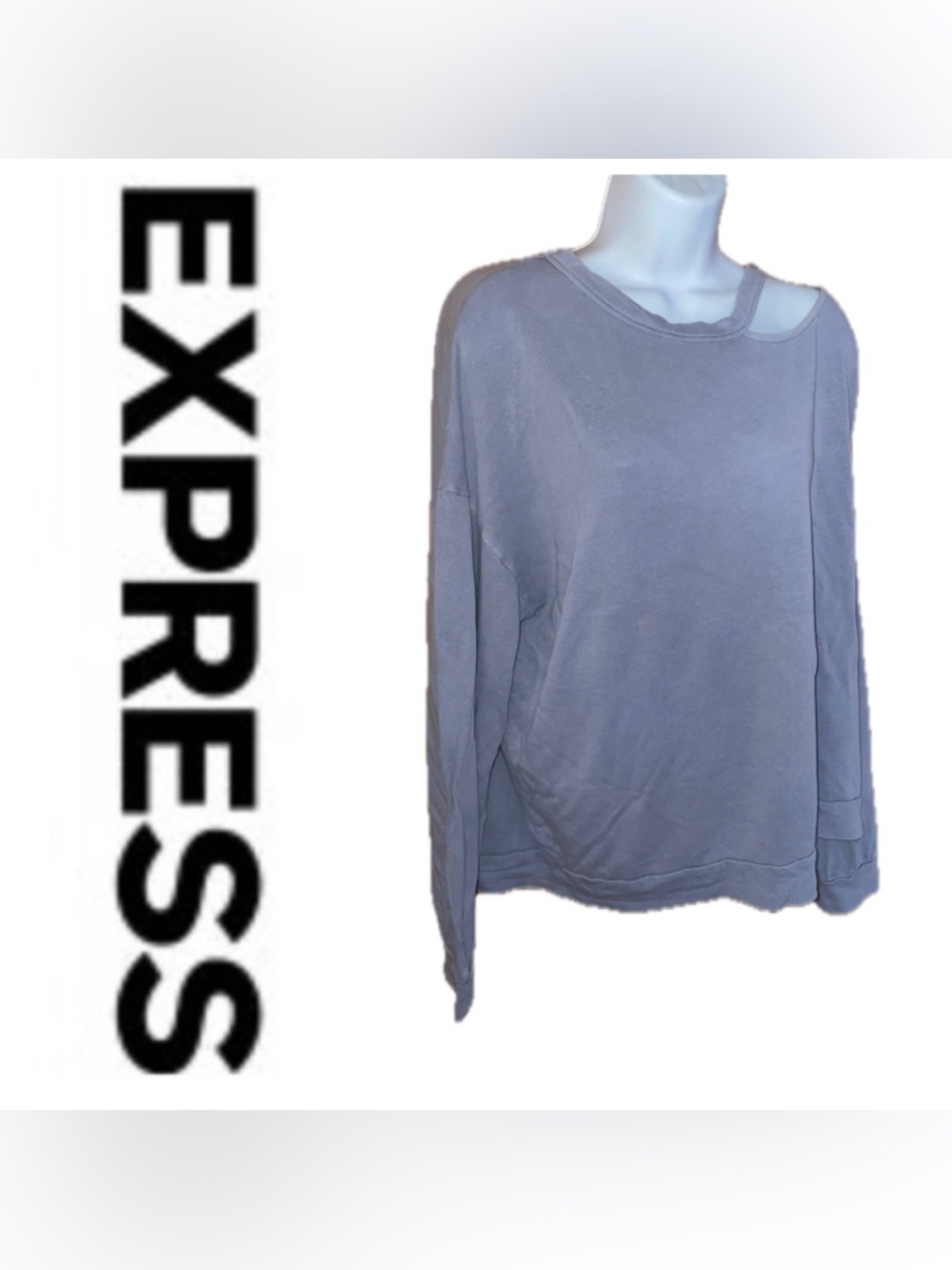 Express Periwinkle Cold-Shoulder Sweatshirt
